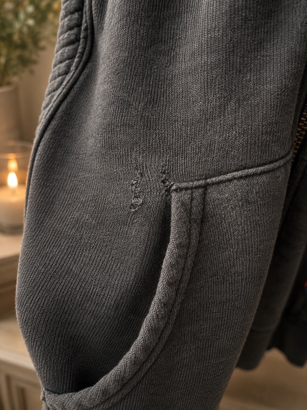 Aviator Nation Charcoal Moto Ribbed Zip Hoodie - Picture 4 of 7